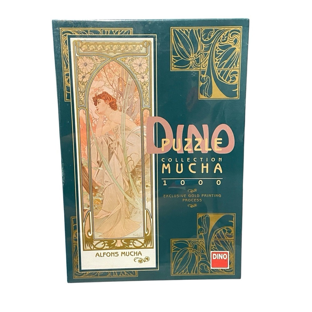 Dino Puzzle Collection Mucha 1000 Pc Sealed Gold Printing Art Nouveau